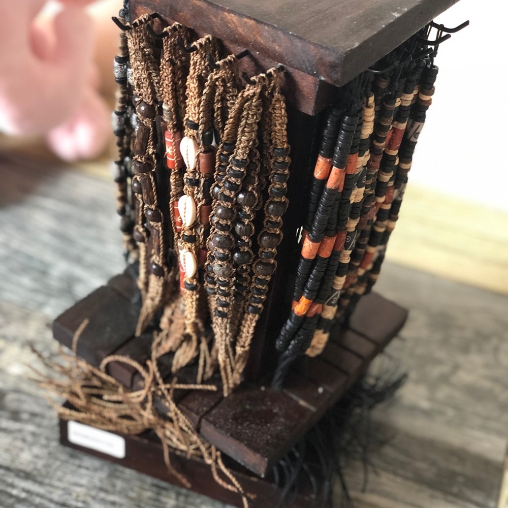 100Pc handmade bracelets with wooden display